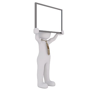 man holding dry erase board 3D illustration thumbnail