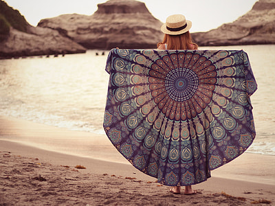 woman wearing white and black Sunday Hat beside the sea photo during daytime thumbnail