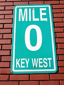 teal and white Mile 0 Key West metal sign thumbnail