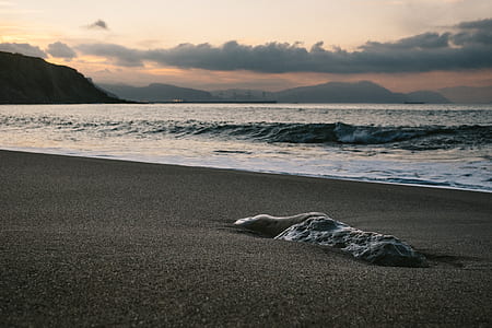 seawaves crashing seashore at daytime thumbnail