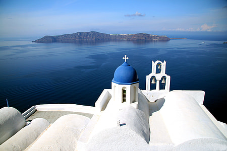white chapel near body of water thumbnail