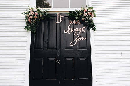black wooden double doors with it was always you decor thumbnail