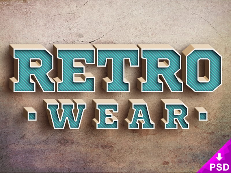 Blue Retro Text Style psd file