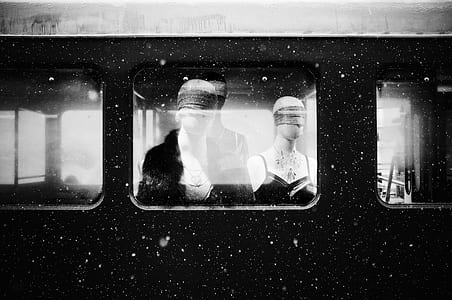 grayscale photography of female mannequin with blindfold thumbnail