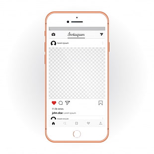 IPhone with mobile UI kit Instagram. Smartphone mockup and chat app eps file