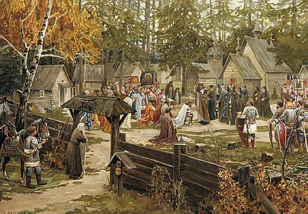 Sergius of Radonezh blessing Dmitry Donskoy in Russia thumbnail