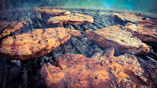 grilled meat on charcoal grill thumbnail