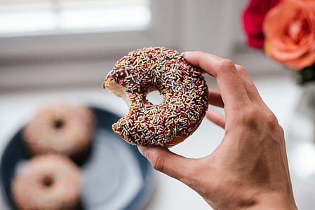 Person Holding Doughnut With Sprinkles thumbnail