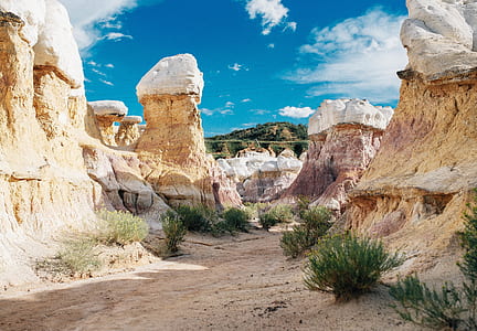 rock formations under cloudy sky thumbnail