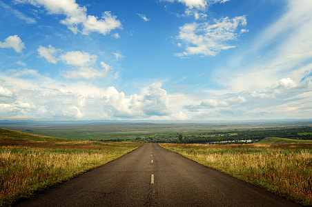 photography of road and field during daytime thumbnail