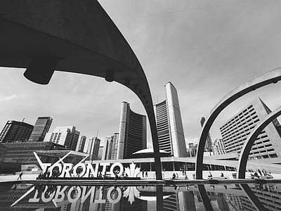 grayscale photography of Toronto City Hall thumbnail