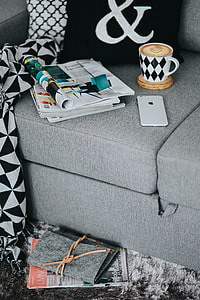 Resting with magazines and cup of coffee thumbnail