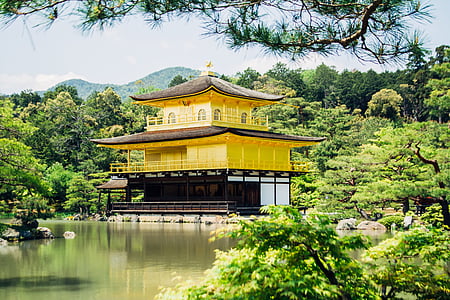 yellow temple near trees thumbnail