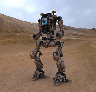 brown and black robot on brown soil thumbnail