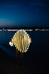 Light painting on the beach at nigh thumbnail