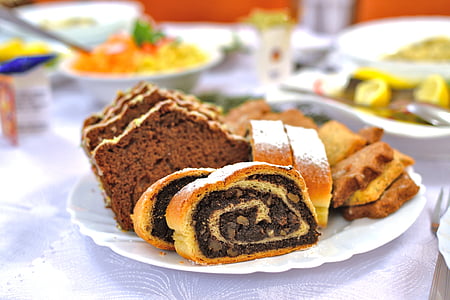 chocolate cinnamon roll bread in white ceramic plate thumbnail