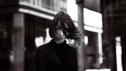 Gray Scale Photography of Woman thumbnail