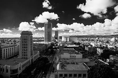 grayscale photography of buildings during daytime thumbnail