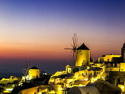 high-angle photography of yellow and green buildings thumbnail