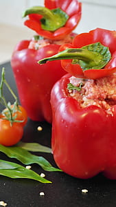 red bell peppers beside tomatoes thumbnail