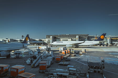 white passenger planes park on airport at daytime thumbnail