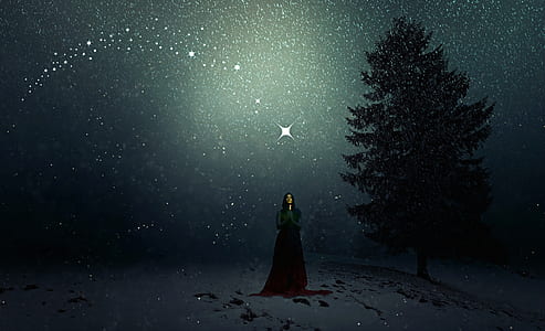 woman with dress digital wallpaper thumbnail