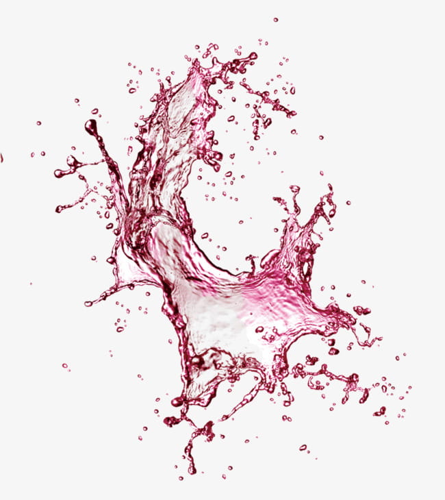 Purple water splash effect element, red and white water spill illustration PNG clipart