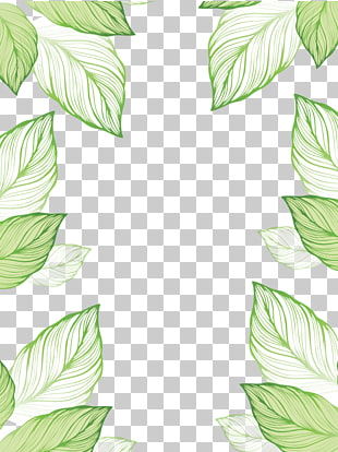 Leaf, Green hand-painted leaves border, green leaves illustration PNG clipart
