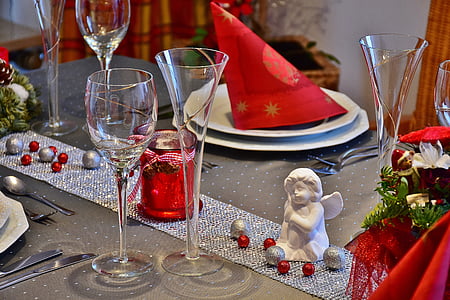 clear glasses on gray covered table thumbnail