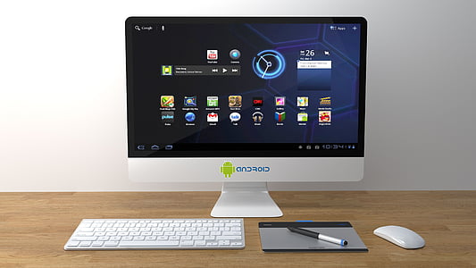 white Android flat screen computer monitor thumbnail
