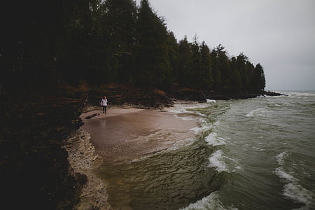 person standing on sea shore thumbnail