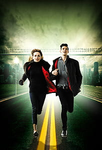 man and woman in black and red jacket running thumbnail