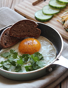 bread on cook sunny side up egg with green leafy veggies thumbnail