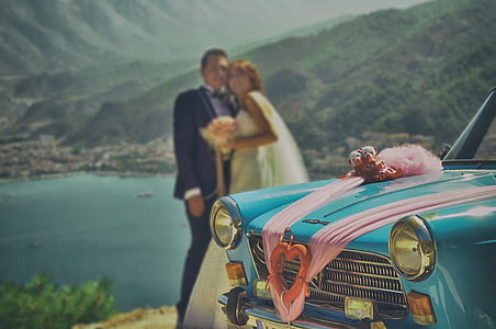 bride groom, marriage, fethiye, car, retro, landscape thumbnail