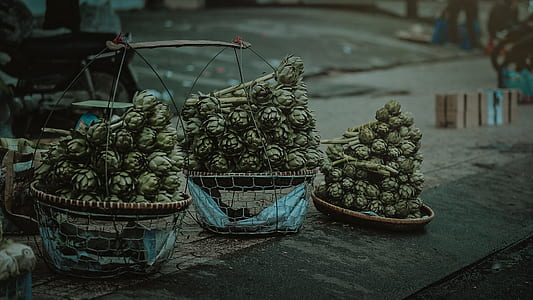 Gray Nuts With Three Baskets on Gray Table thumbnail