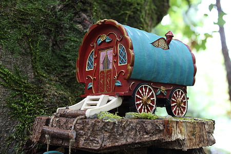 blue and brown wooden carriage decor thumbnail