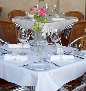table, chairs, cutlery, silverware thumbnail