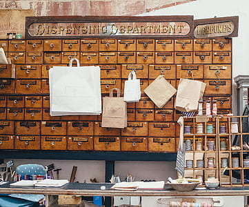 brown key locker with hanging paper bag lot thumbnail