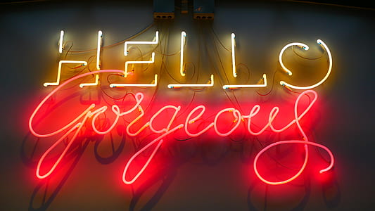 yellow and red hello gorgeous neon signage thumbnail