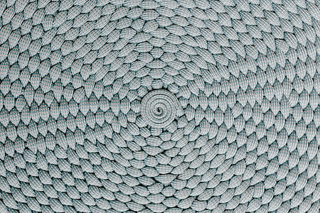 Blue knitted pouf thumbnail