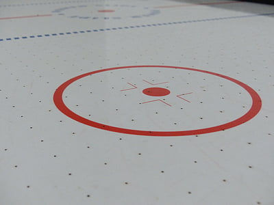 close-up photo of white, red, and blue air hockey table thumbnail