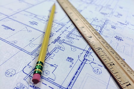 brown pencil with brown wooden ruler thumbnail