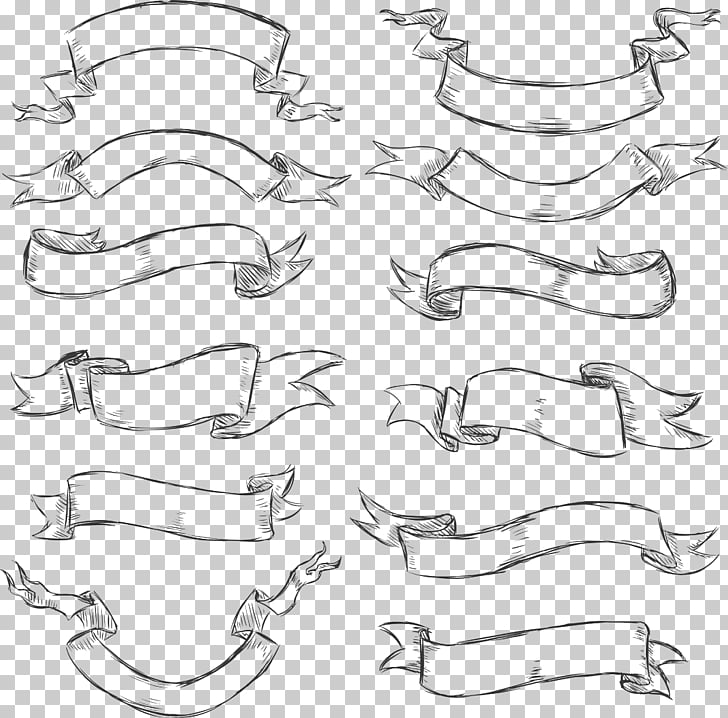 Drawing Banner Graphic Arts Red Ribbon White And Black Ribbons