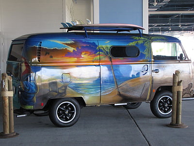 multicolored van parked in building thumbnail