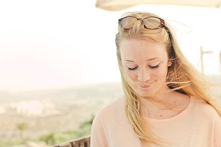 Woman Wearing Beige Shirt thumbnail