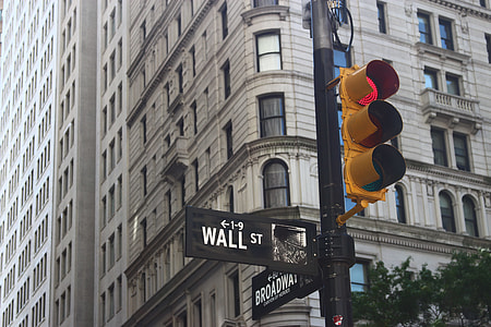 1-9 Wall St. traffic light post at daytime thumbnail