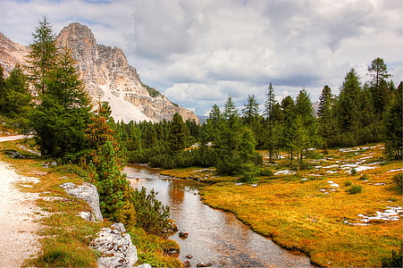 body of water near forest and mountain thumbnail