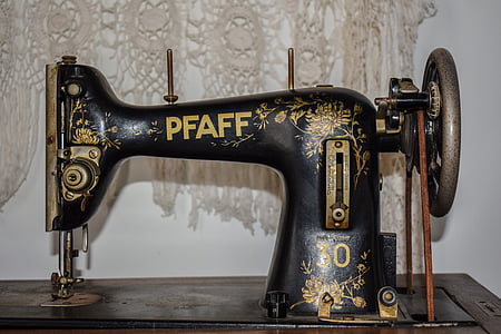 black and yellow Pfaff sewing machine thumbnail