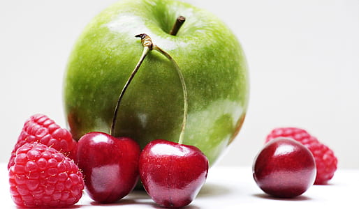 granny smith apple, cherries and raspberries thumbnail