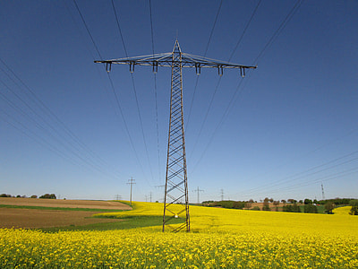 gray steel utility pole in the middle of grass during daytime thumbnail